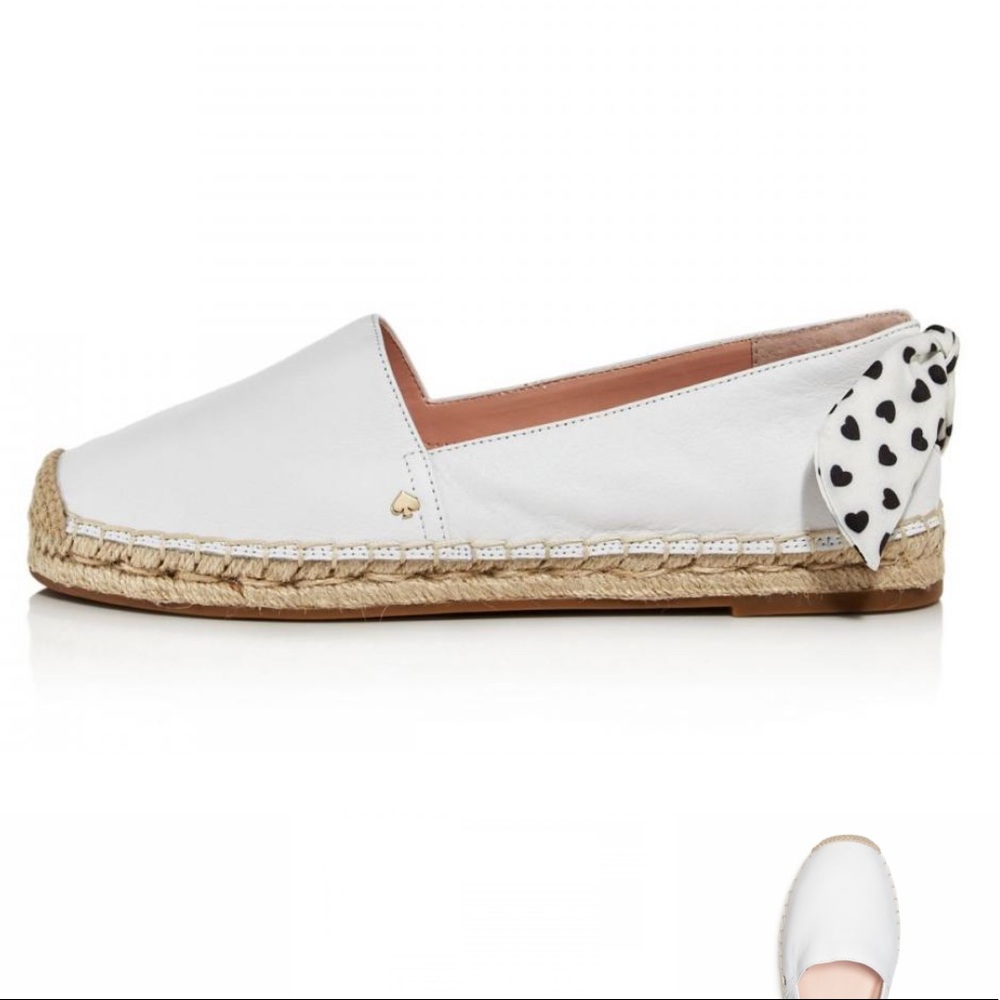 KATE SPADE new york Womens Grayson Espadrille Flats White Leather SIZE 7